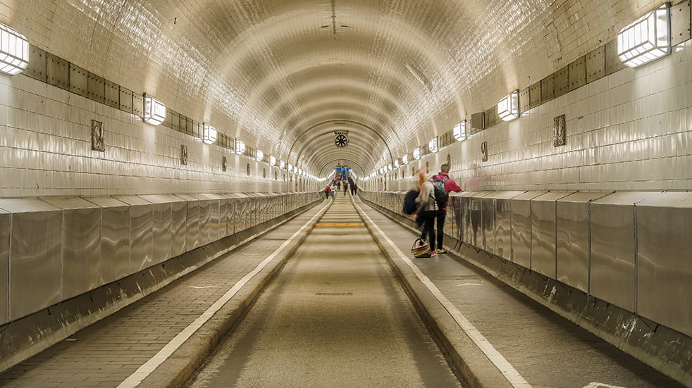 What to do in Hamburg: tunnel under the Elbe river